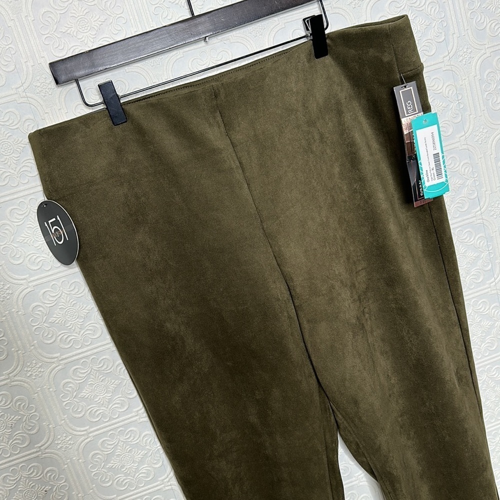 One5One | for Stitchfix 
Green High Rise Pull On Bonded Suede Skinny Leg… - Picture 4 of 14